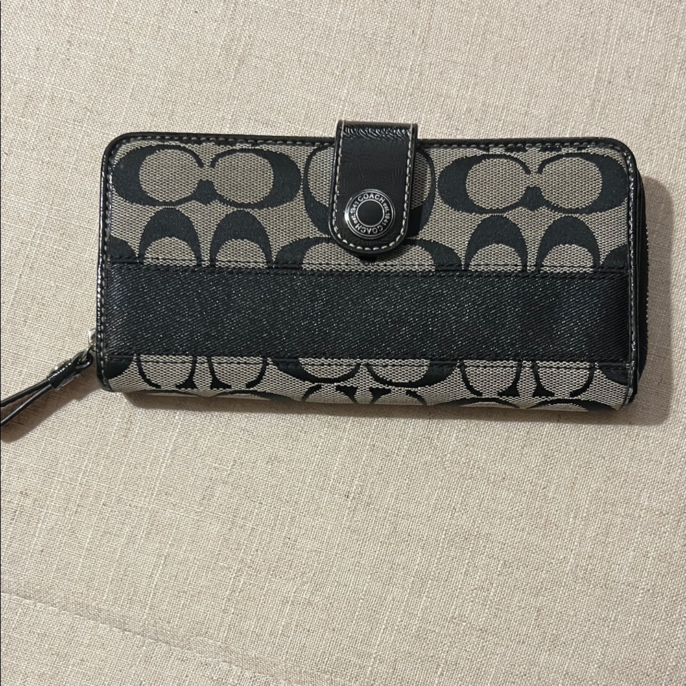 Coach Black and Gray Signature Wallet